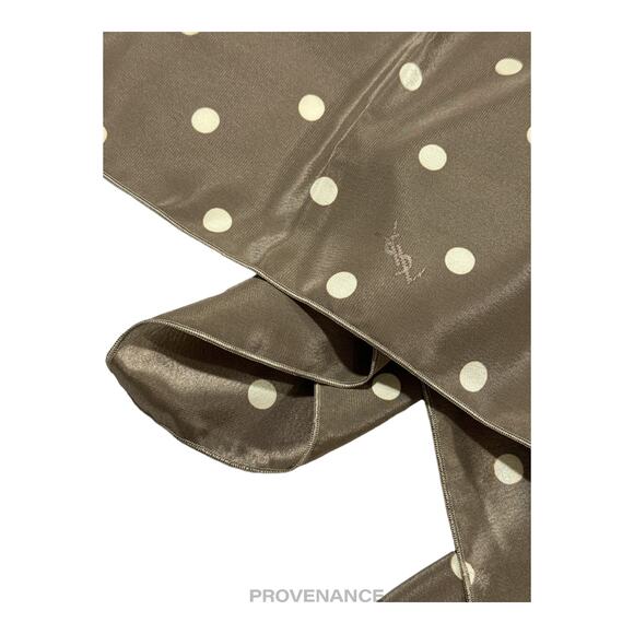 🔴 Yves Saint Laurent YSL Silk Scarf 90 - Polkadot Taupe - Picture 6 of 6